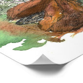 Indische Pinselstriche Blume Wüstenlandschaft Poster (Ecke)