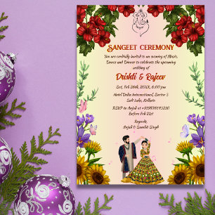 Indische Pre-Wedding-Sangeet-Zeremonie Einladung