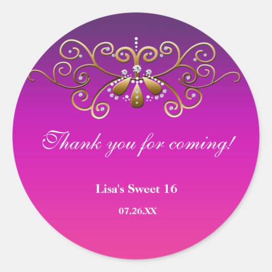 Indische Prinzessin Lila-Rosa-Gold-Label-Aufkleber Runder Aufkleber (Vorderseite)