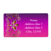 Indische Prinzessin Lila rosa goldene Bling Labels (Vorne)