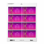 Indische Prinzessin Lila rosa goldene Bling Labels (Vorne)