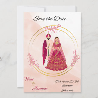 Indische Punjabi-Speichern Sie das Datum bearbeitb Save The Date