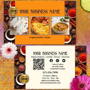 Indische Restaurant-QR-Code-Foto-Social-Media Visitenkarte