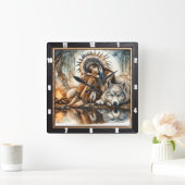 Indische Reverie: Willow's Shade Twilight Peace Quadratische Wanduhr (Zuhause)