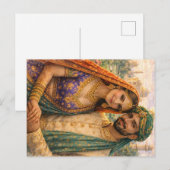 Indische Romantik Lila-Gold Postkarte (Vorne/Hinten)