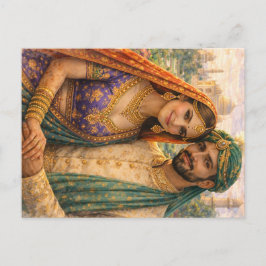 Indische Romantik Lila-Gold Postkarte