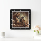 Indische Ruhe: Tigers ruhiger Silberteich Quadratische Wanduhr (Zuhause)