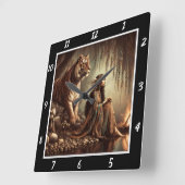 Indische Ruhe: Tigers ruhiger Silberteich Quadratische Wanduhr (Winkel)