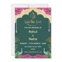 Indische Save-the-Date-Karte, Hochzeitsankündigung