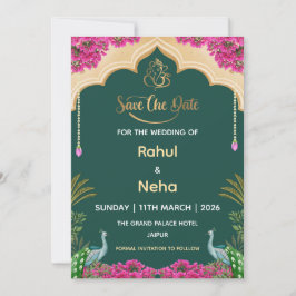 Indische Save-the-Date-Karte, Hochzeitsankündigung Einladung