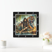 Indische Schatten: Tigergestein Quadratische Wanduhr (Zuhause)