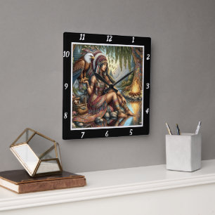 Indische Schreine: Resonanz des Adlergefühls Quadratische Wanduhr