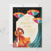 Indische Sonnenschirme - Braut und Bräuche Save th Einladung (Vorderseite)