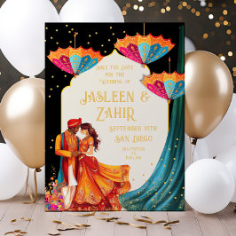 Indische Sonnenschirme - Braut und Bräuche Save th Einladung