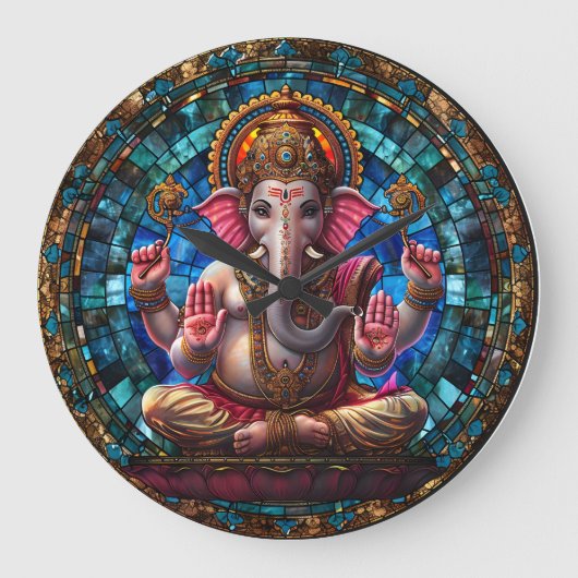 Indische spirituelle Dekoration für Haus oder Temp Große Wanduhr (Vorderseite)