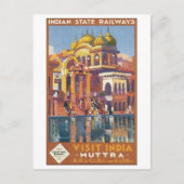 Indische Staat Eisenbahn besucht Indien Muttra Postkarte (Vorderseite)