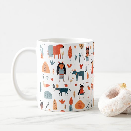 Indische Stammeskinder boho Kaffeetasse (Mit Donut)