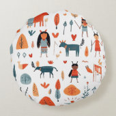 Indische Stammeskinder boho Rundes Kissen (Rückseite)