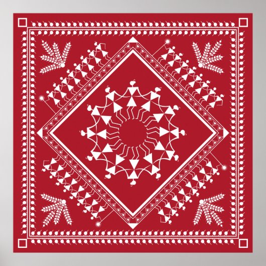 Indische Stammesmalerei. Warli Paintingart, indian Poster (Vorne)