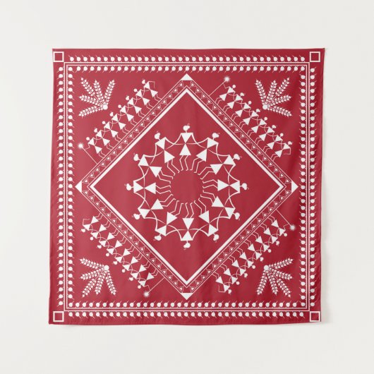 Indische Stammesmalerei. Warli Paintingart, indian Wandteppich (Vorderseite)