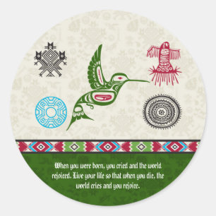 Indische Symbole und Weisheit - Hummingbird Runder Aufkleber