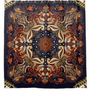Indische Symmetrie: Vintage ethnische Ornamente Duschvorhang