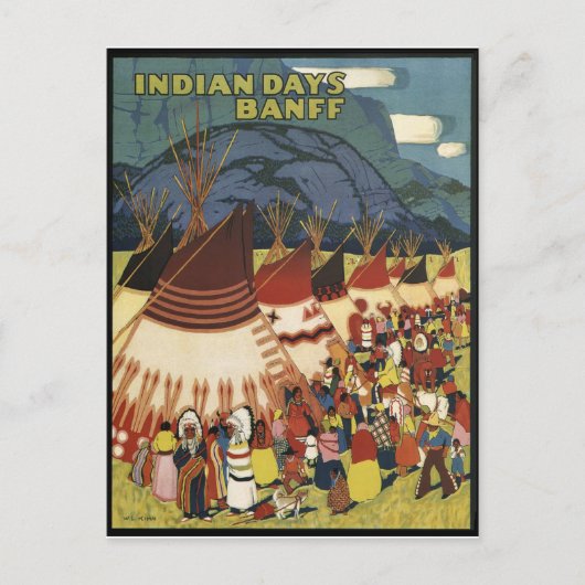 Indische Tage, Indianer, Banff, Vintag Postkarte (Vorderseite)