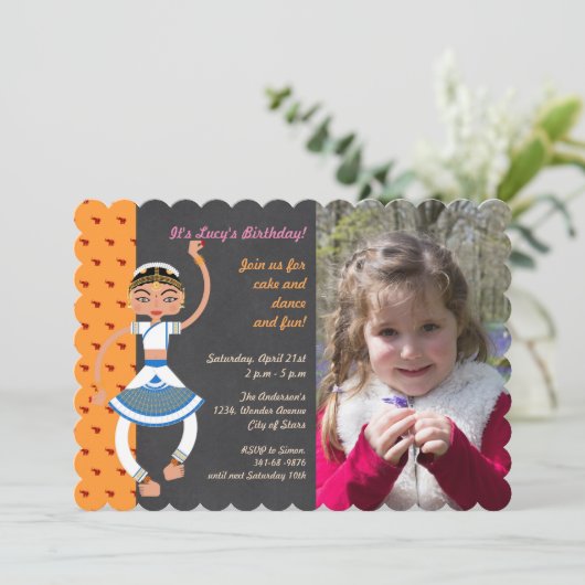 Indische Tänzerin Birthday Party Einladung (Stehend Vorderseite)