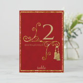 Indische Tischnummer Red and Gold Tassel (Stehend Vorderseite)