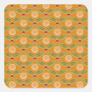 Indische Traditionelle Illustration Muster. Quadratischer Aufkleber
