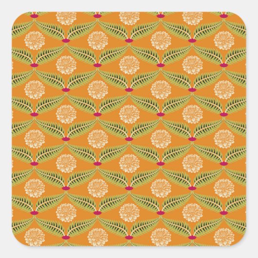 Indische Traditionelle Illustration Muster. Quadratischer Aufkleber (Vorderseite)