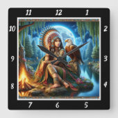 Indische Träume: Eagle's Eyes Moon's Reflektion Quadratische Wanduhr (Vorderseite)