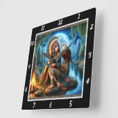 Indische Träume: Eagle's Eyes Moon's Reflektion Quadratische Wanduhr (Winkel)