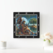 Indische Träume: Eagle's Wings Moon's Radiance Quadratische Wanduhr (Zuhause)