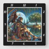 Indische Träume: Eagle's Wings Moon's Radiance Quadratische Wanduhr (Vorderseite)