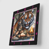 Indische Träume: Tigerstreifen Willow's Shade Quadratische Wanduhr (Winkel)