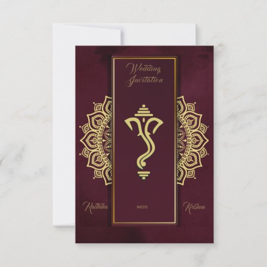 Indische Trauung Ganesha Einladung (Vorderseite)