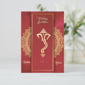 Indische Trauung Ganesha Einladung (Stehend Vorderseite)