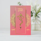 Indische Trauung Ganesha Einladung (Stehend Vorderseite)