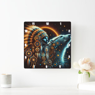 Indische Verbindung zwischen Geist und Natur Quadratische Wanduhr