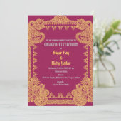 Indische Verlobung Zeremonie Design Pink Einladung (Stehend Vorderseite)
