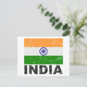 Indische Vintage Flagge Postkarte (Stehend Vorderseite)