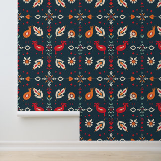 Indische Volkskunst Floral und Vogelmuster Tapete