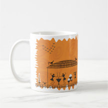 Indische Volkskunst Warli (orange)