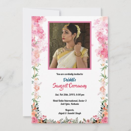 Indische Vorehelichtskirche Bride Image Einladung (Vorderseite)