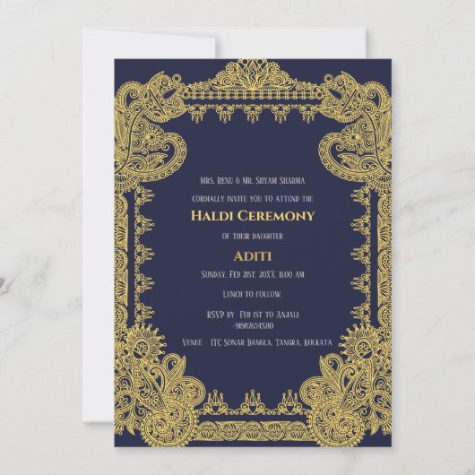 Indische VorHochzeitfeier Einladung (Vorderseite)