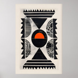 Indische Wandkunst im Muster - Fetter Oranger Krei Poster