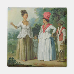 Indische Westfrauen der Farbe, mit einem Kind und Magnet