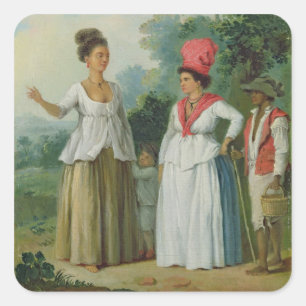 Indische Westfrauen der Farbe, mit einem Kind und Quadratischer Aufkleber