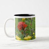 Indische Wildblumen aus Malerpinsel und Kekswurzel Zweifarbige Tasse (Links)